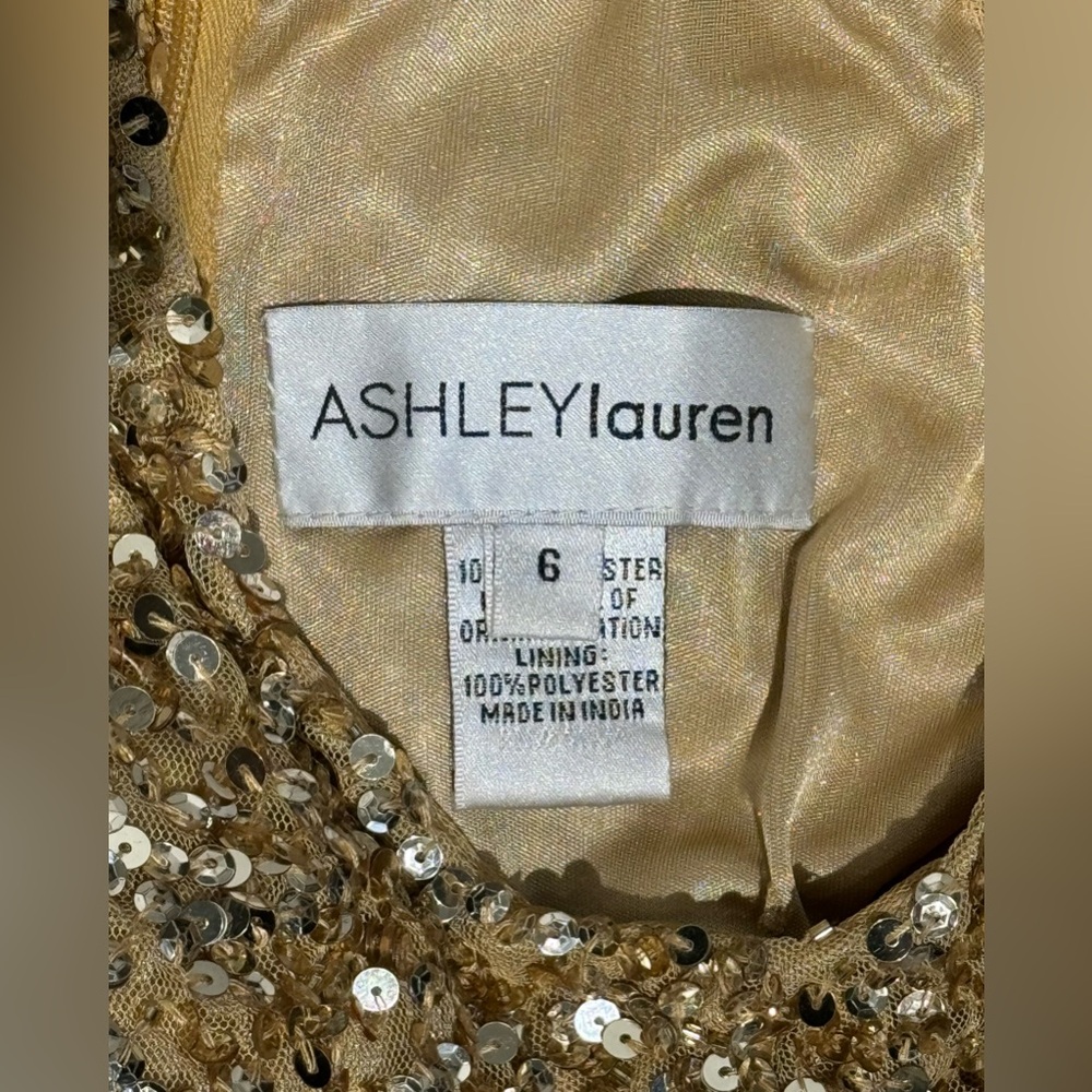 New Ashley Lauren Gold Sequin Short Dress Evening Gown – 6 US - Picture 3 of 3